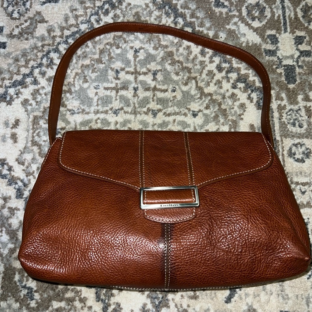 Cole Haan Brown Pebble Leather Shoulder Bag